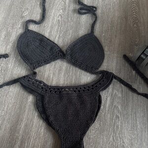 Black Crochet Bikini Set